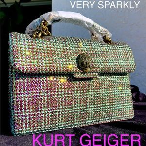 KURT GEIGER Kensington SPARKLY textile shoulder crossbody bag on chain NWT